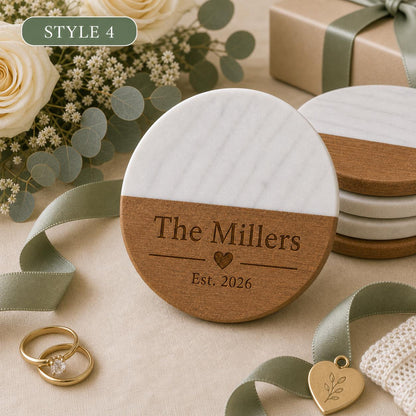 Wedding Marble & Wood Coasters product image 8