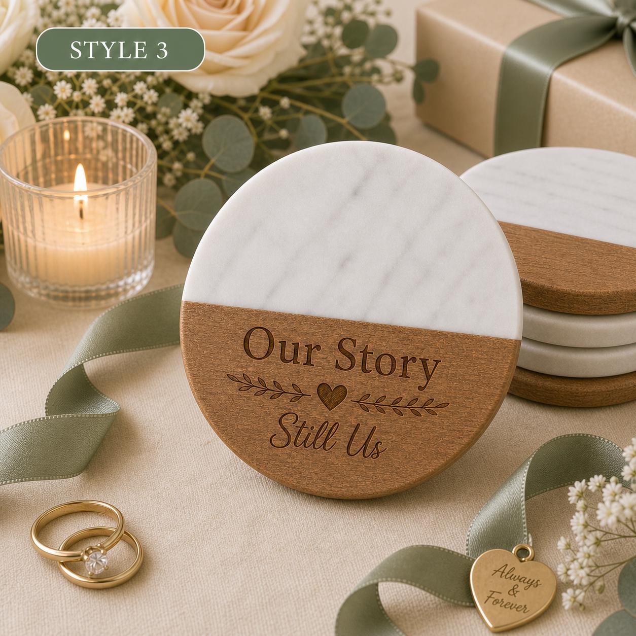 Anniversary Marble & Wood Coasters product image 7