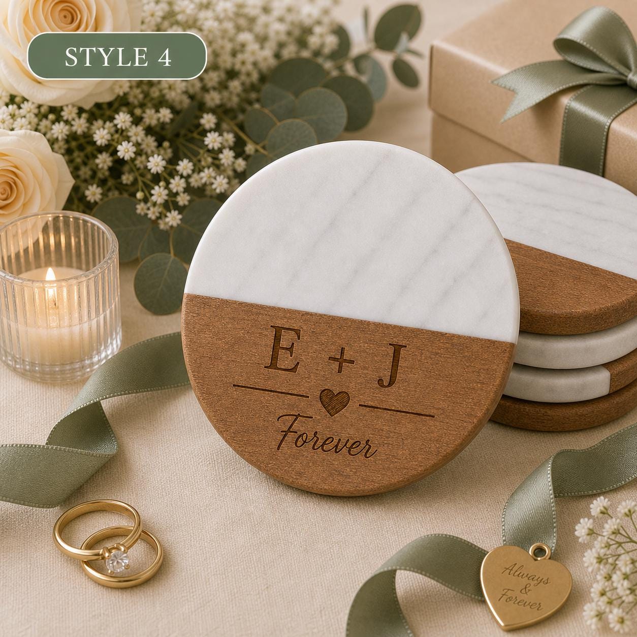 Anniversary Marble & Wood Coasters product image 8