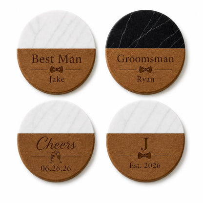 Groomsmen Marble & Wood Coasters product image 2