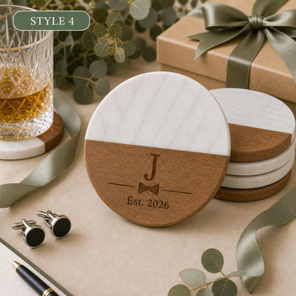 Groomsmen Marble & Wood Coasters product image 8