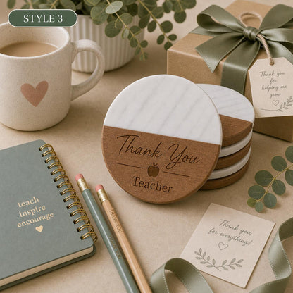 Teacher Marble & Wood Coasters product image 7