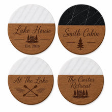 Lake House Marble & Wood Coasters