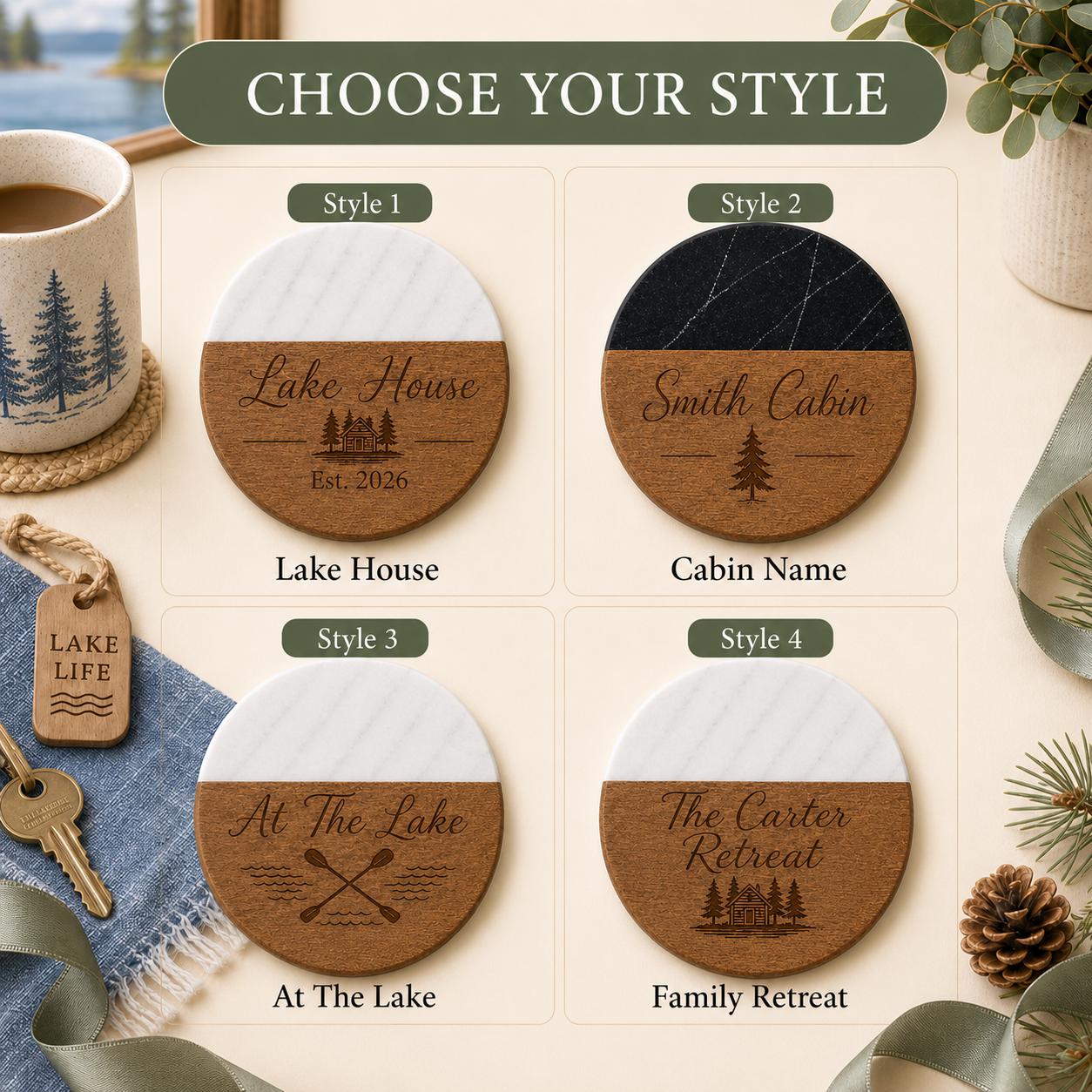 Lake House Marble & Wood Coasters product image 3