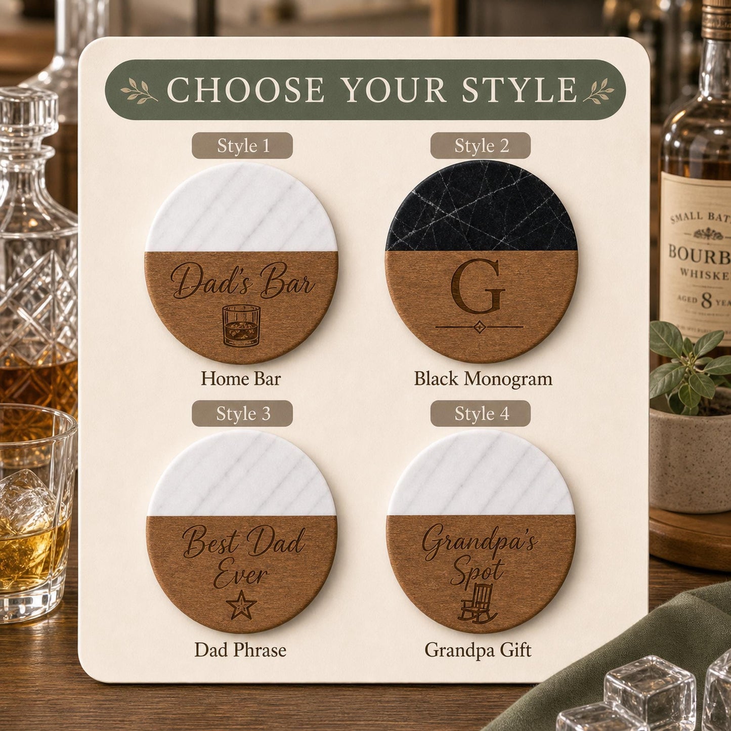 Marble & Wood Coasters for Dad product image 3