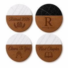 Retirement Marble & Wood Coasters
