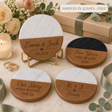 Anniversary Marble & Wood Coasters