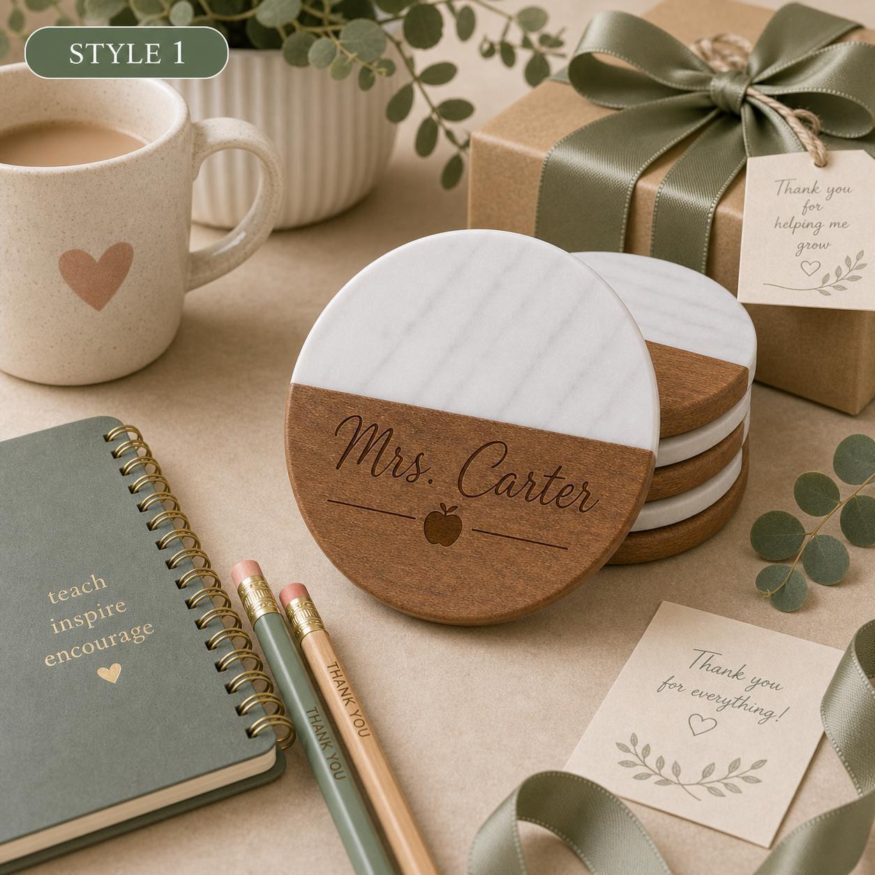 Teacher Marble & Wood Coasters product image 5