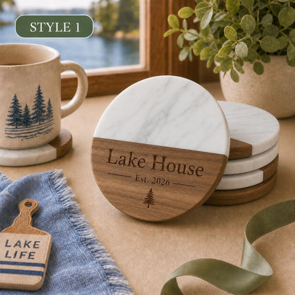 Lake House Marble & Wood Coasters product image 5