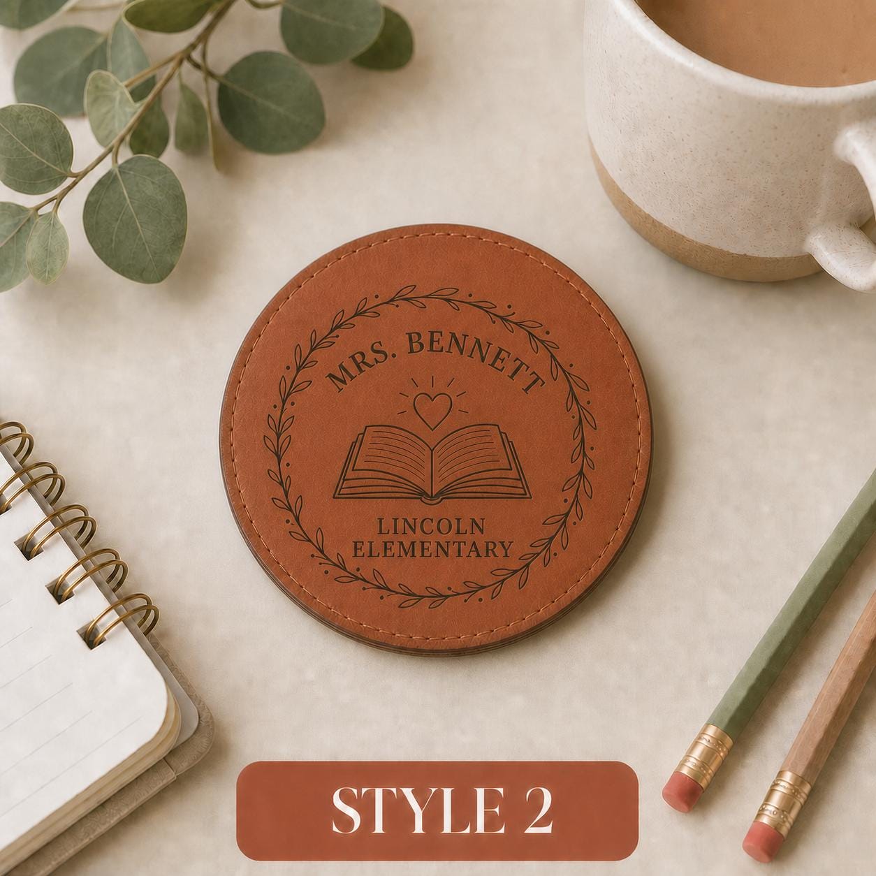 Style 2 teacher leather coasters