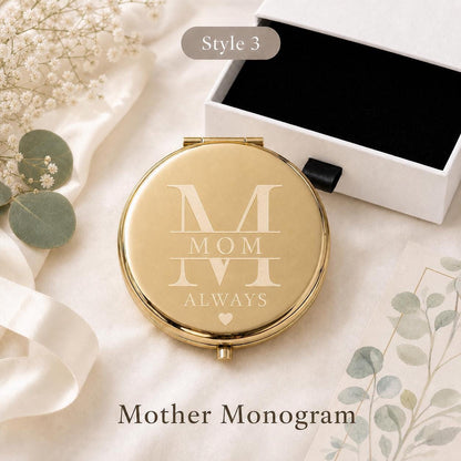 Style 3 Modern Monogram compact mirror personalized for Mother of the Bride or Groom