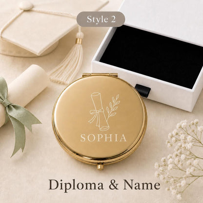 Style 2 Birth Flower compact mirror personalized for Graduation Class of 2026