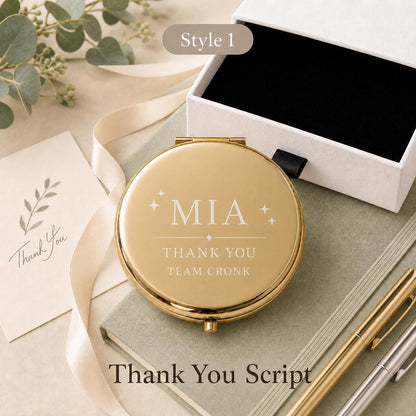 Style 1 Occasion Script compact mirror personalized for Team or Staff Appreciation