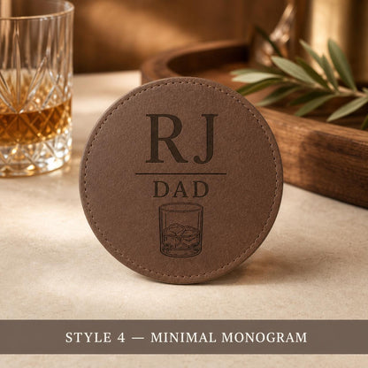 Style 4 leather coasters for dad