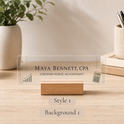 Personalized cpa acrylic nameplate design example
