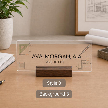 Personalized architect acrylic nameplate design example