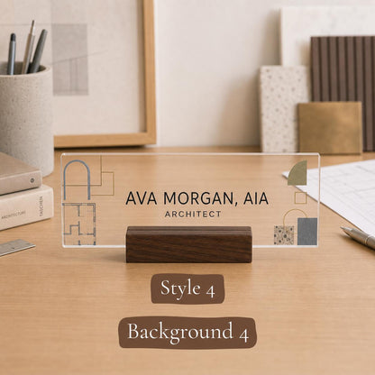 Personalized architect acrylic nameplate design example