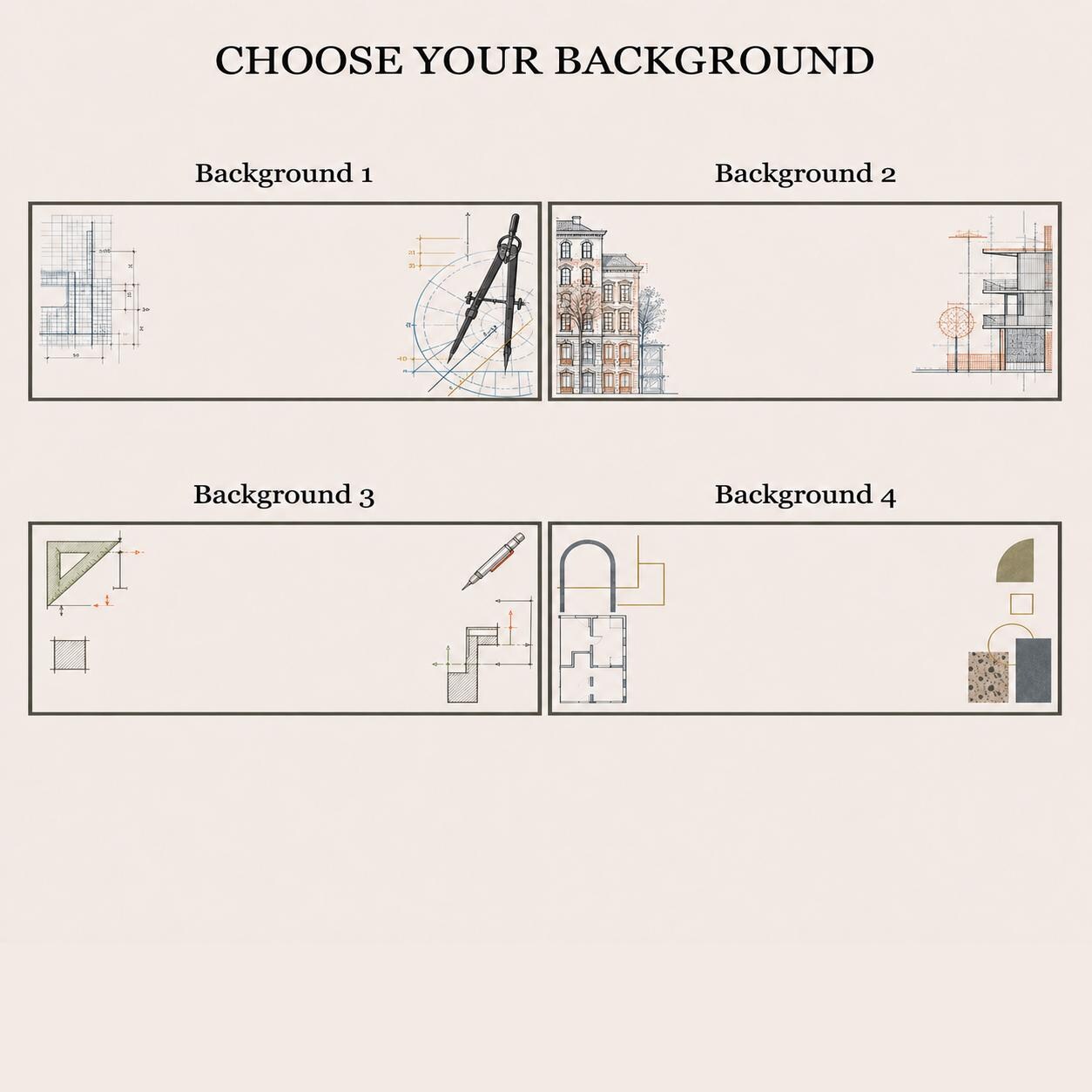 Four profession-inspired backgrounds for the architect acrylic nameplate