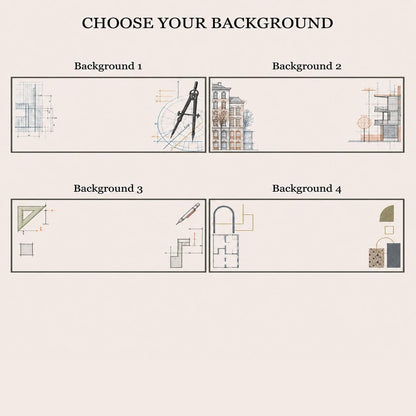 Four profession-inspired backgrounds for the architect acrylic nameplate