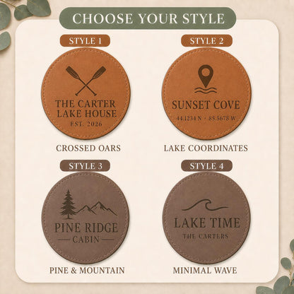 Lake House Leather Coasters