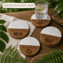 Rainforest Lodge Marble & Wood Coasters