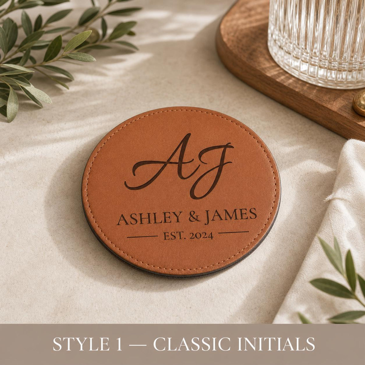 Engraved Leatherette Coaster Set product image 5