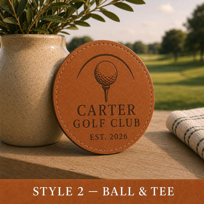 Style 2 golf leather coasters