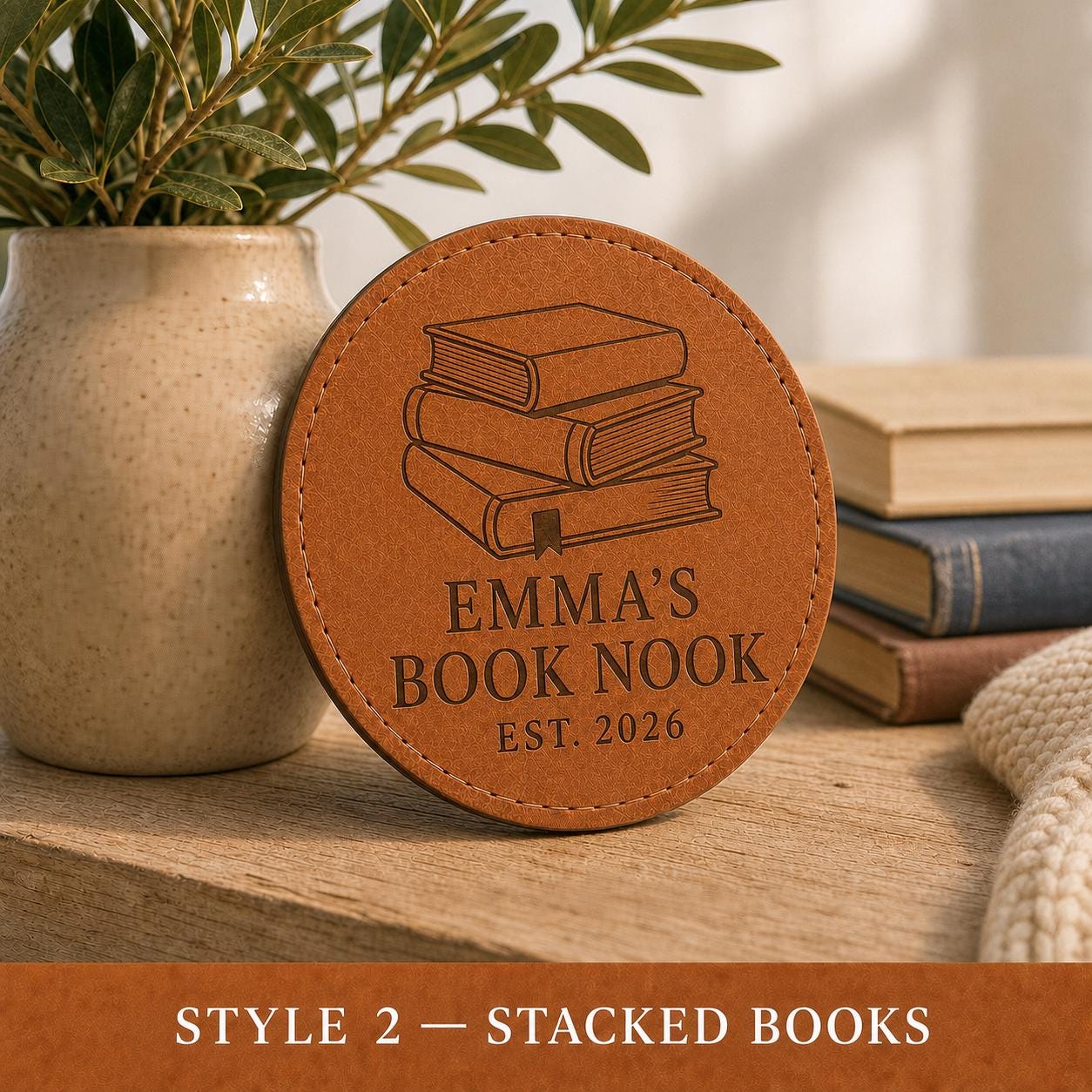 Style 2 book lover leather coasters