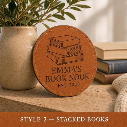 Style 2 book lover leather coasters