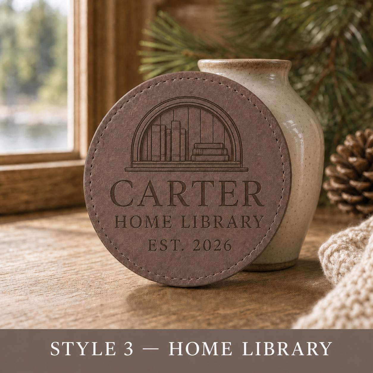 Style 3 book lover leather coasters