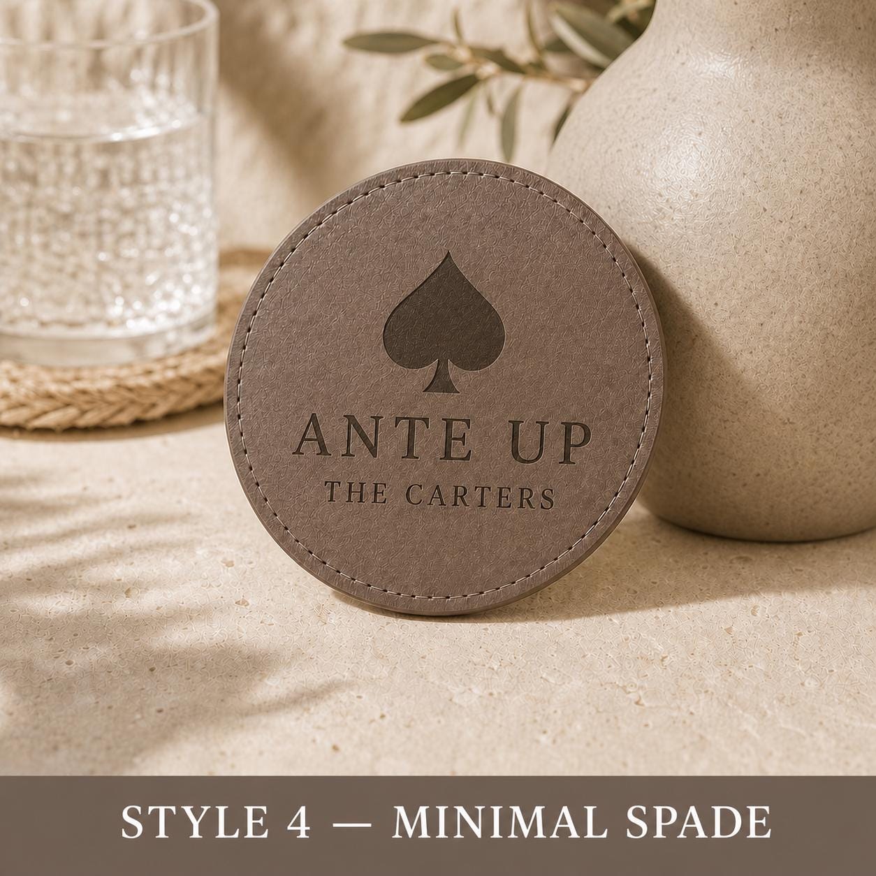 Style 4 poker night leather coasters