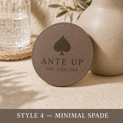Style 4 poker night leather coasters