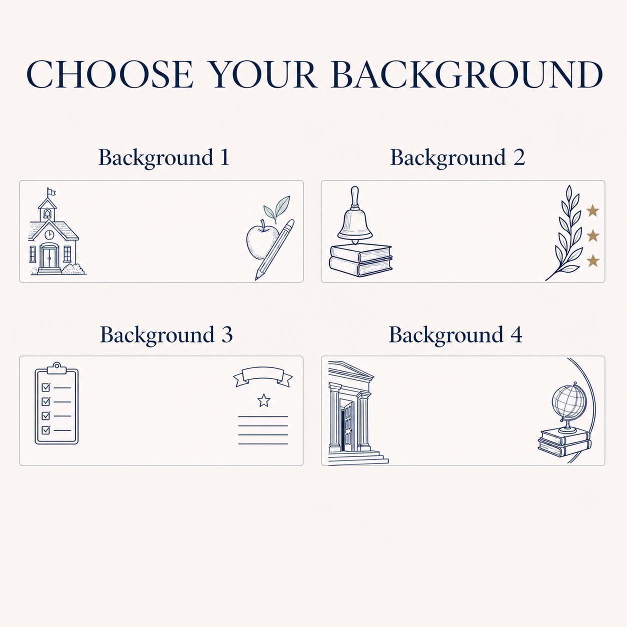 Four profession-inspired backgrounds for the principal acrylic nameplate