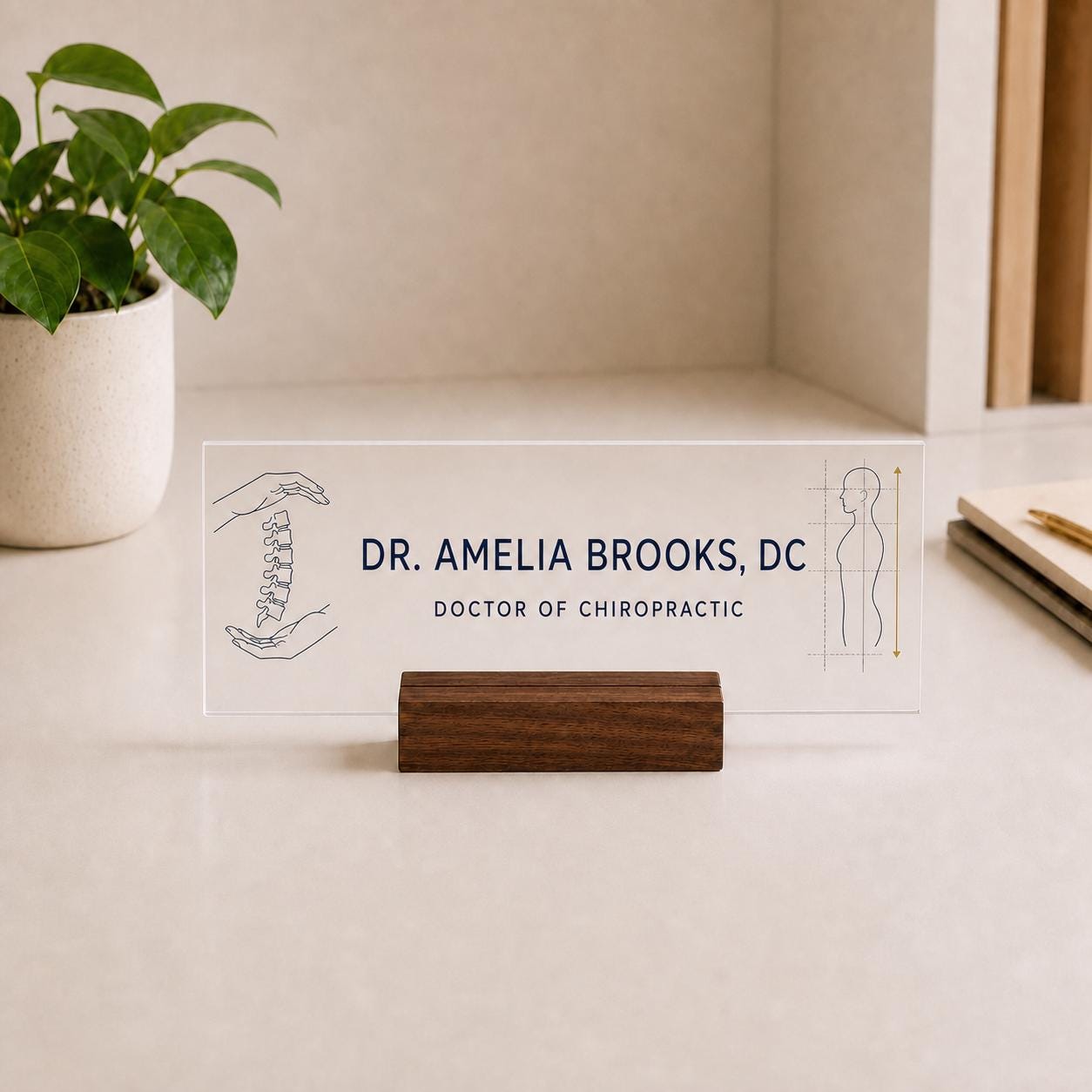 Personalized chiropractor acrylic nameplate design example