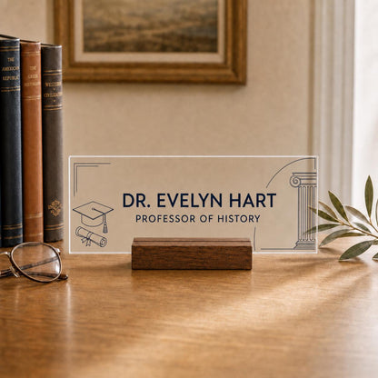 Personalized professor acrylic nameplate design example