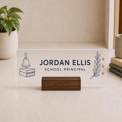Personalized principal acrylic nameplate design example