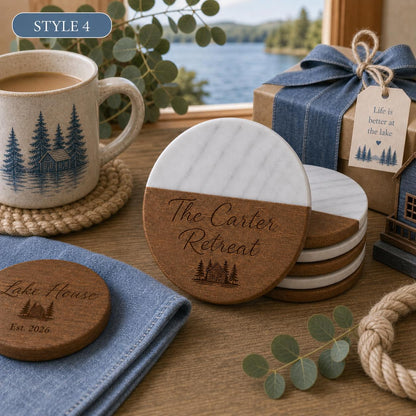 Lake House Marble & Wood Coasters product image 8