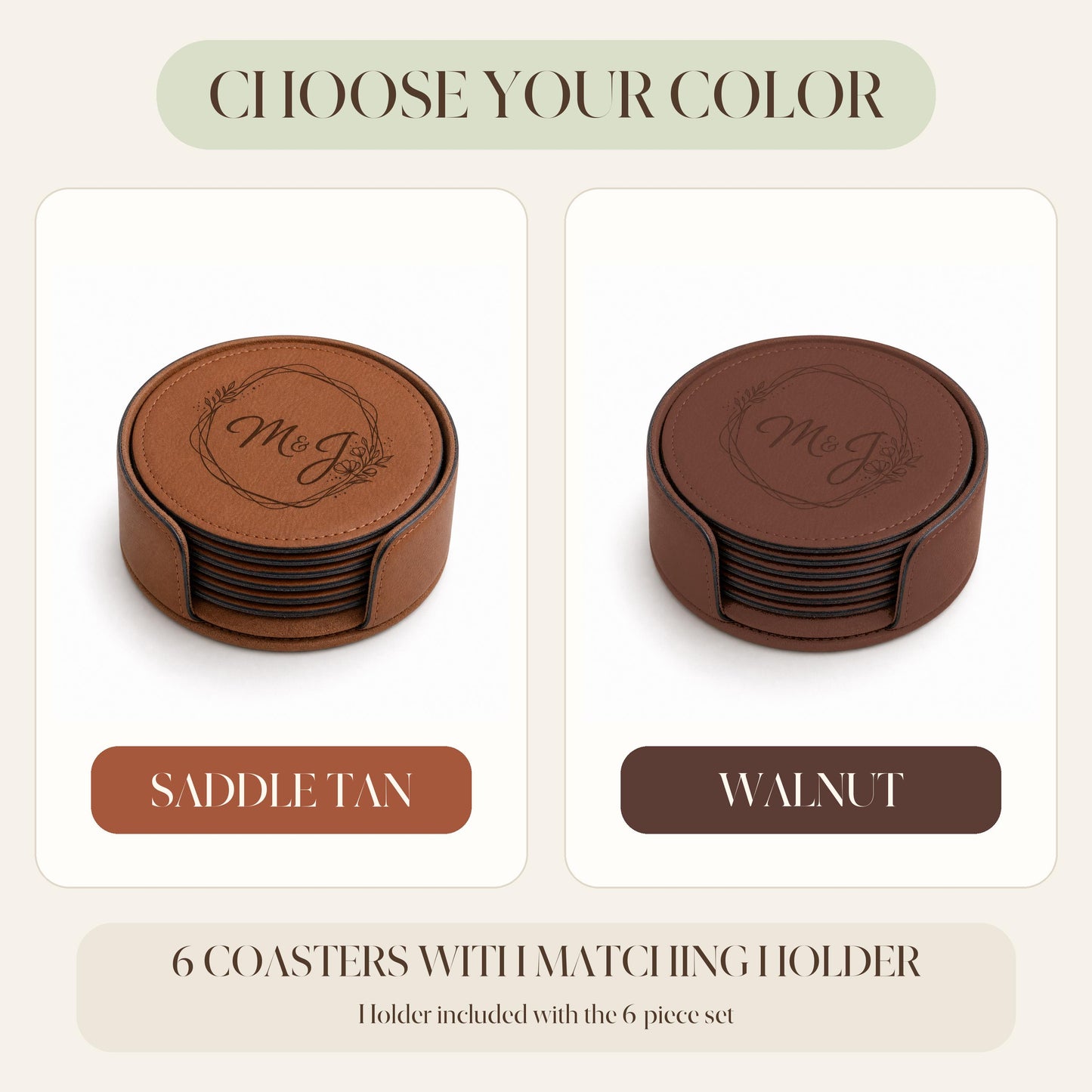 Four engraving styles for teacher leather coasters