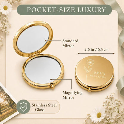Daughter Granddaughter or Niece 2.6 inch dual compact mirror with standard and magnifying mirrors