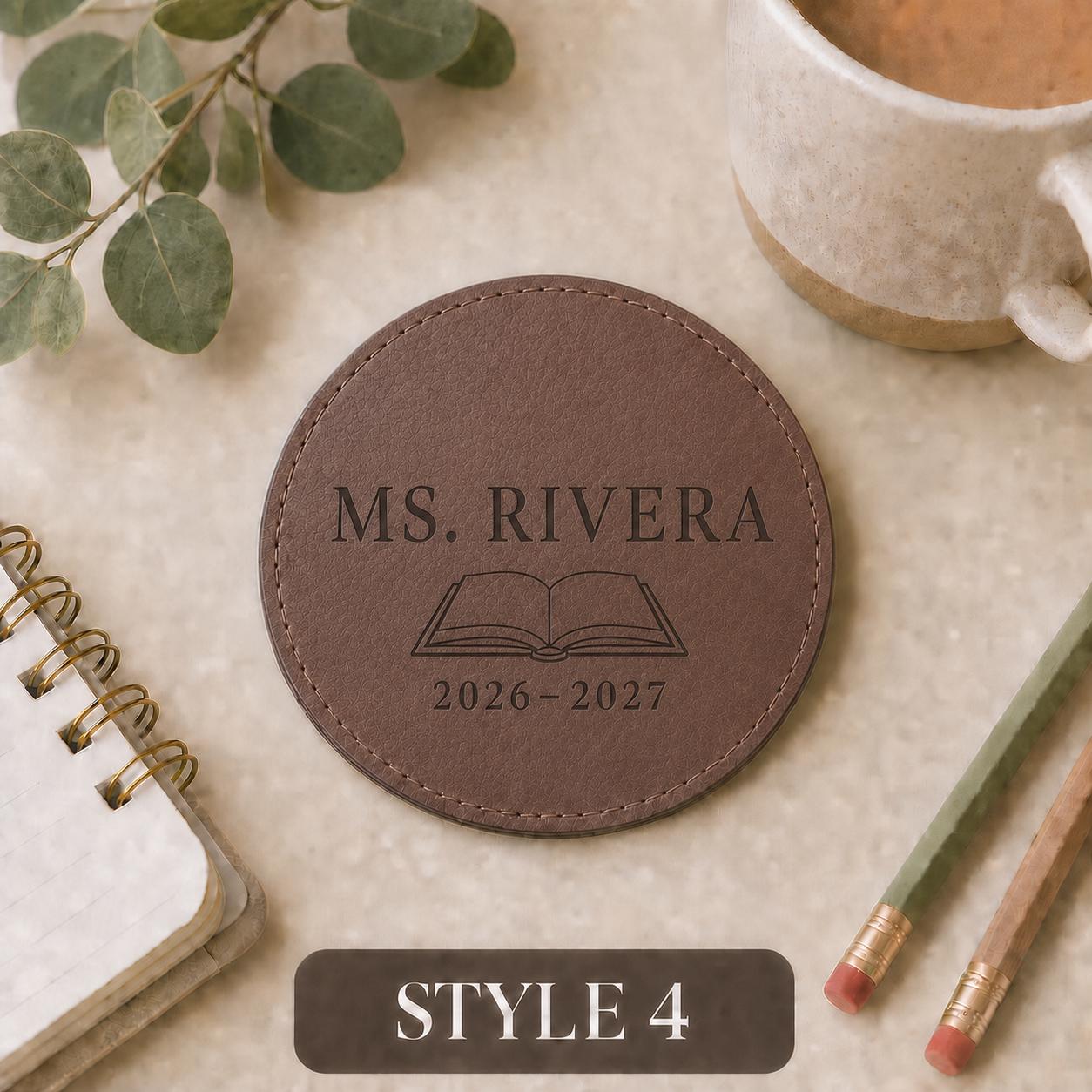 Style 4 teacher leather coasters