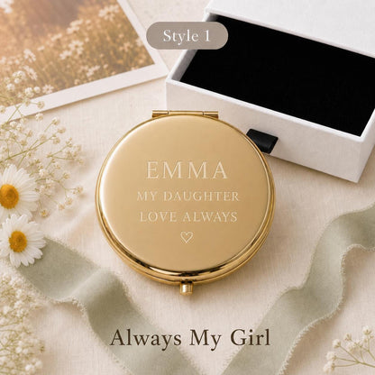Style 1 Occasion Script compact mirror personalized for Daughter Granddaughter or Niece