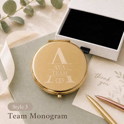 Style 3 Modern Monogram compact mirror personalized for Team or Staff Appreciation