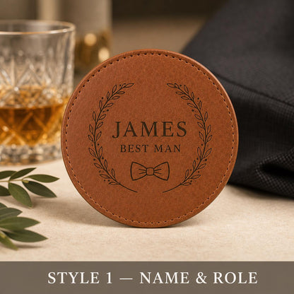 Style 1 groomsmen leather coasters