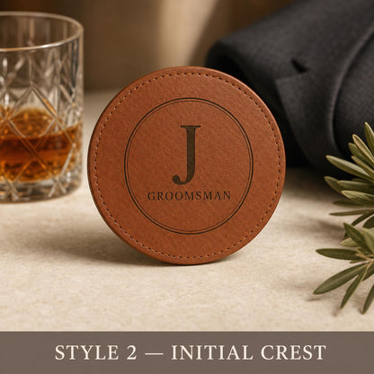 Style 2 groomsmen leather coasters
