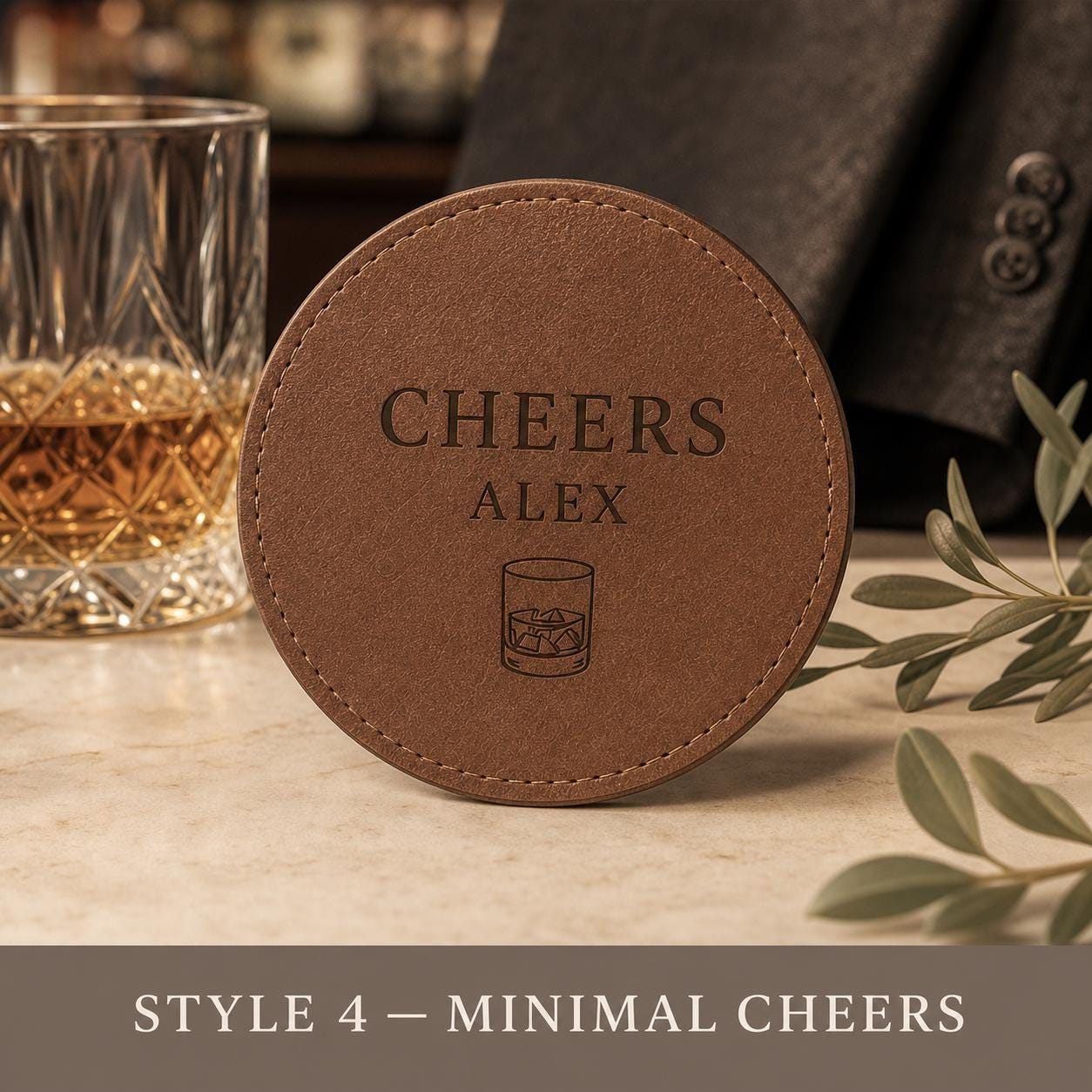 Style 4 groomsmen leather coasters