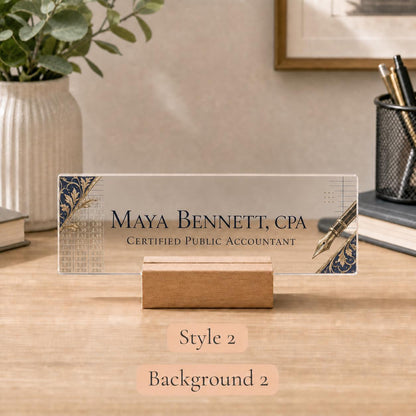 Personalized cpa acrylic nameplate design example