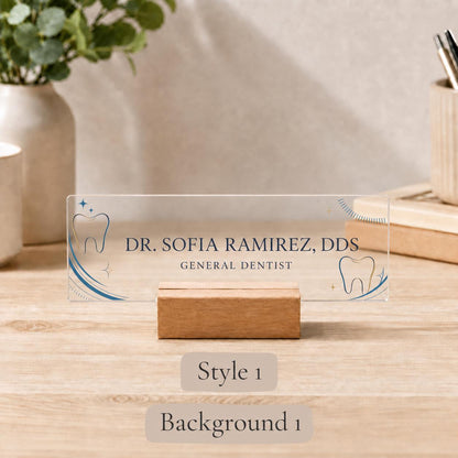 Personalized dentist acrylic nameplate design example