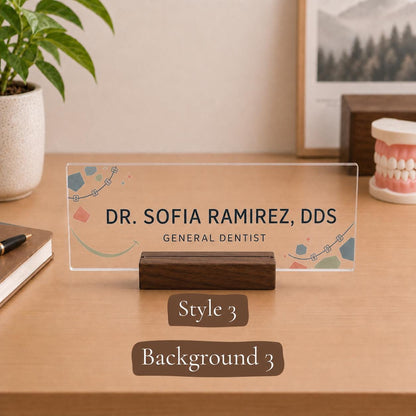 Personalized dentist acrylic nameplate design example