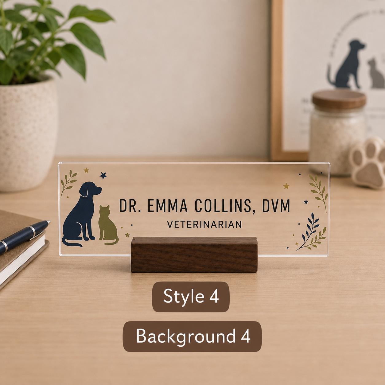 Personalized veterinarian acrylic nameplate design example