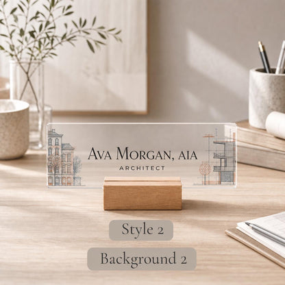 Personalized architect acrylic nameplate design example